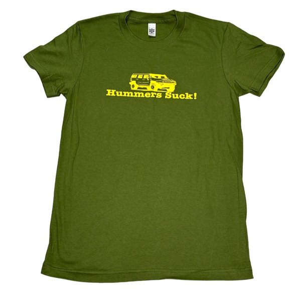 American Apparel Shirt Kids Large Green Hummers Suck Graphic Tee Short Sleeve - Picture 2 of 8